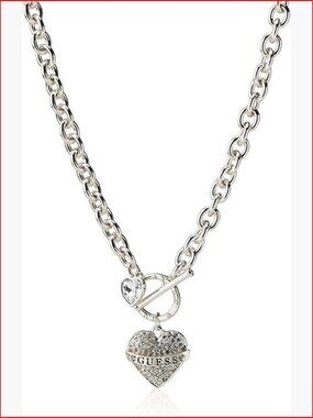 Toggle Heart Charm Pendant Necklace in Sterling Silver by Guess